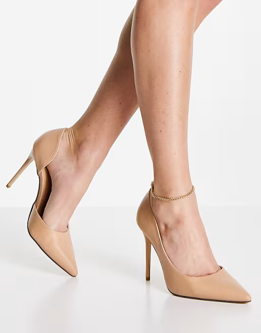 Truffle Collection stiletto heeled court shoes in beige | ASOS (Global)
