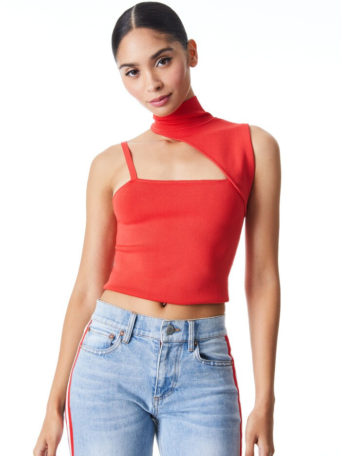 WYNN CUTOUT ASYMMETRIC TANK | Alice + Olivia