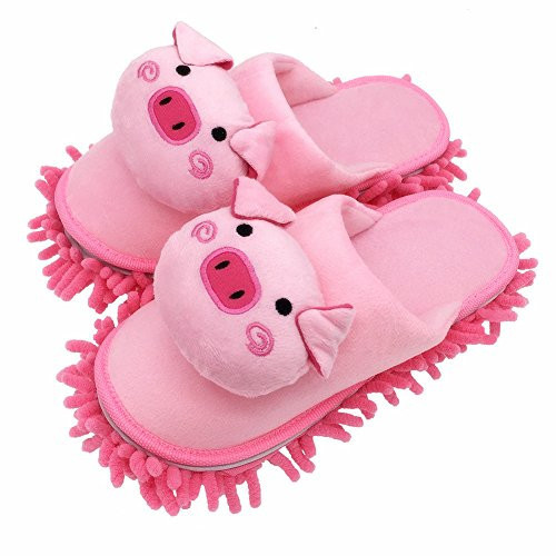 Selric Cute Piggy Mop Slippers Shoes Closed Toe Slippers Pink, Microfiber House Floor Cleaning Tool Detachable Mopping Shoes 9 7/9 Inches Size:5.5-8.5 | Amazon (US)