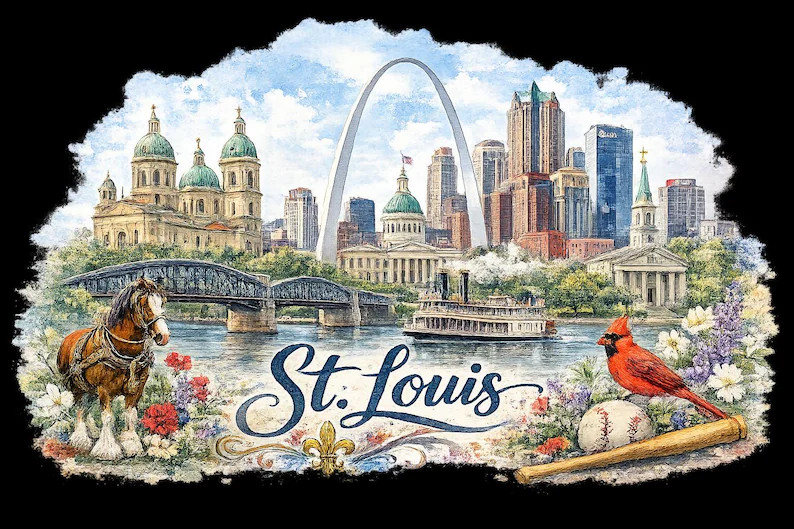 St. Louis Watercolor PNG | St Louis Missouri Sublimation Design | Gateway Arch Digital Download |... | Etsy (Global)