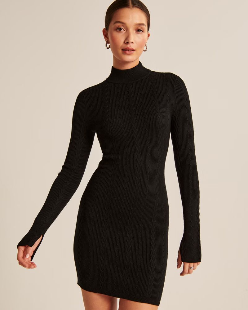 Women's Long-Sleeve Cable Mini Sweater Dress | Women's | Abercrombie.com | Abercrombie & Fitch (US)