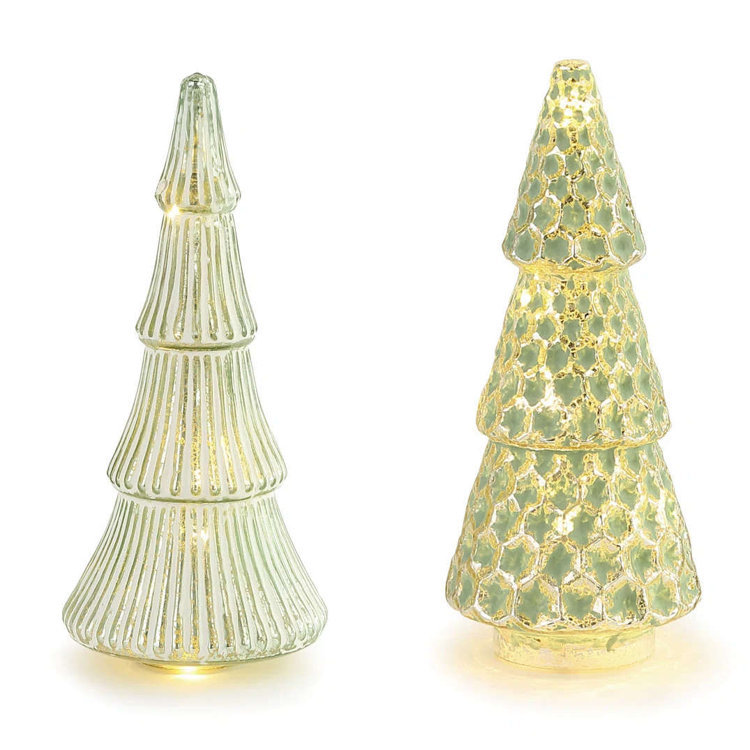 Lit Glass Pattern Trees - Set Of 2 | Wayfair North America