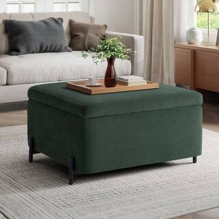 Lifestyle Solutions Knoxville Green Velvet Large Storage Ottoman 516A007GRN - The Home Depot | The Home Depot