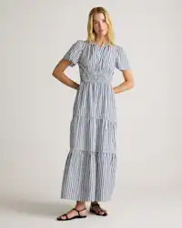 100% Organic Cotton Tiered Maxi Dress in Navy | Quince
