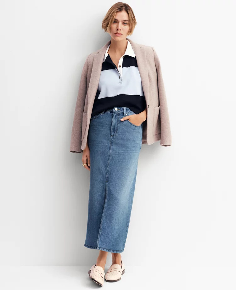 Weekend Collection Denim Midi Skirt | Ann Taylor