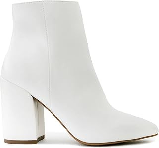 London Fog Womens Evon Winter Ankle Bootie Block Heeled Ankle Boot | Amazon (US)