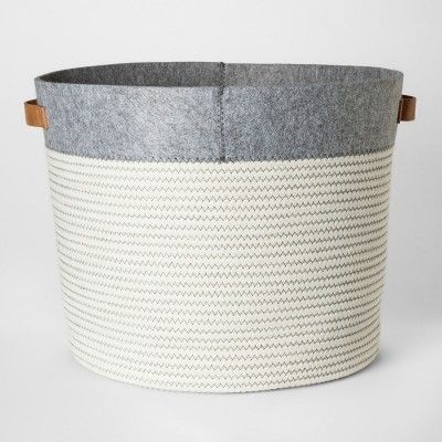 Round Fabric Bin Large Gray & White - Pillowfort™ | Target