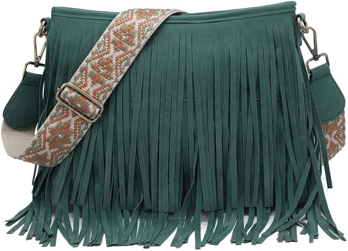 JEN & CO. Sadie Suede Fringe Crossbody Bag with Guitar Strap (M2045) | Amazon (US)