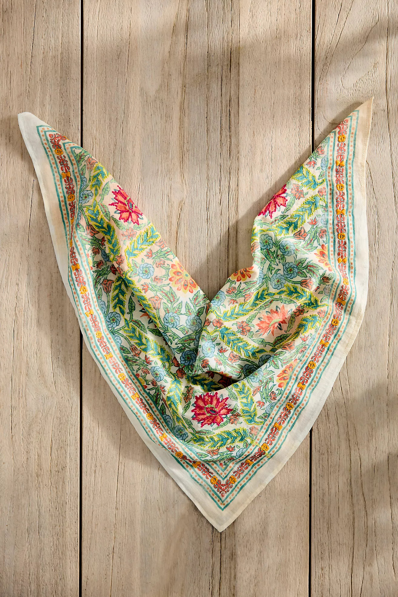 Embroidered Floral Lattice Cotton Bandana | Anthropologie (US)