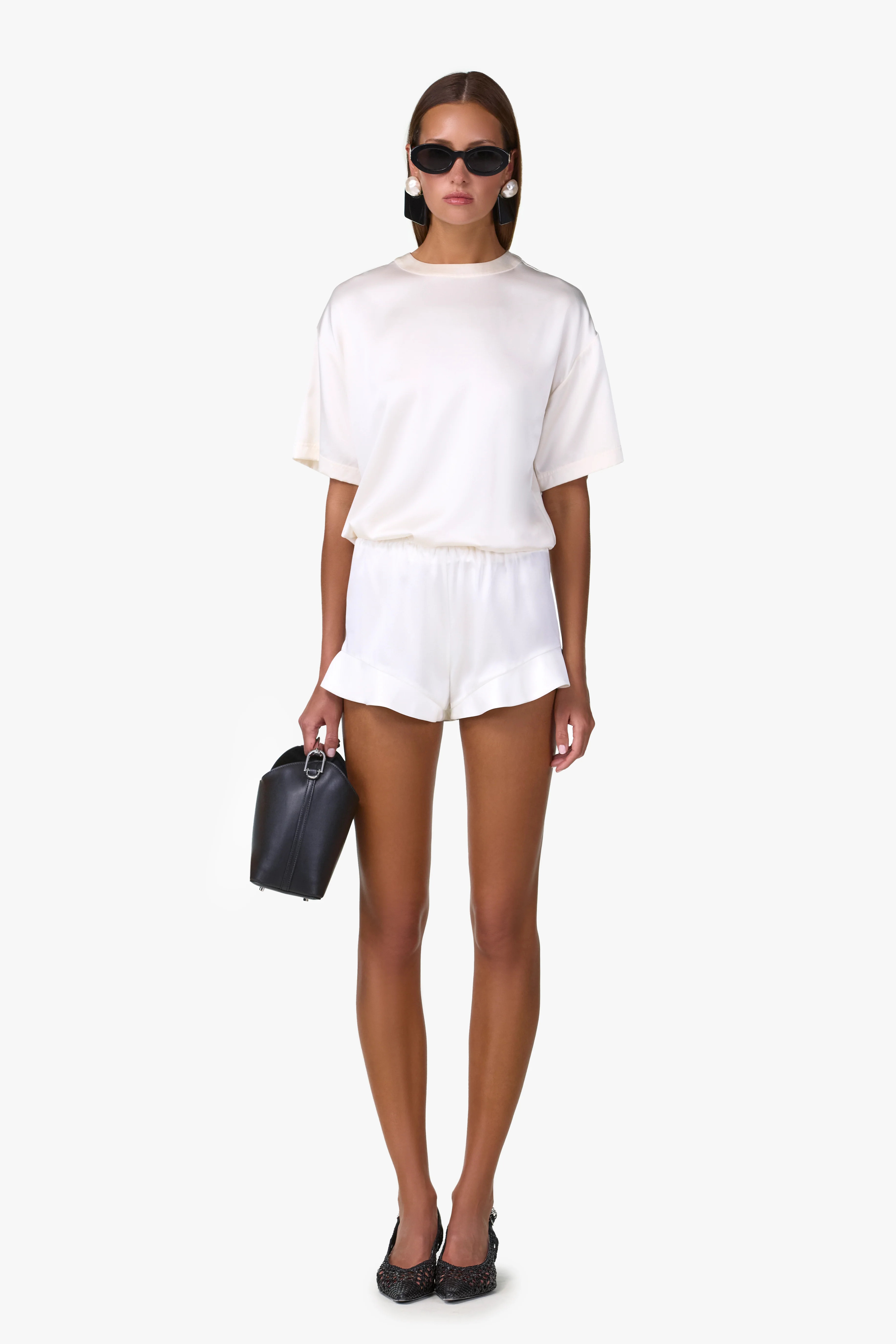 Silk Ruffle Short (Cream) | SAME
