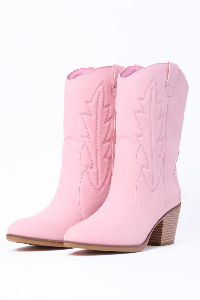 Margo Pink Midi Western Boots | Pink Lily