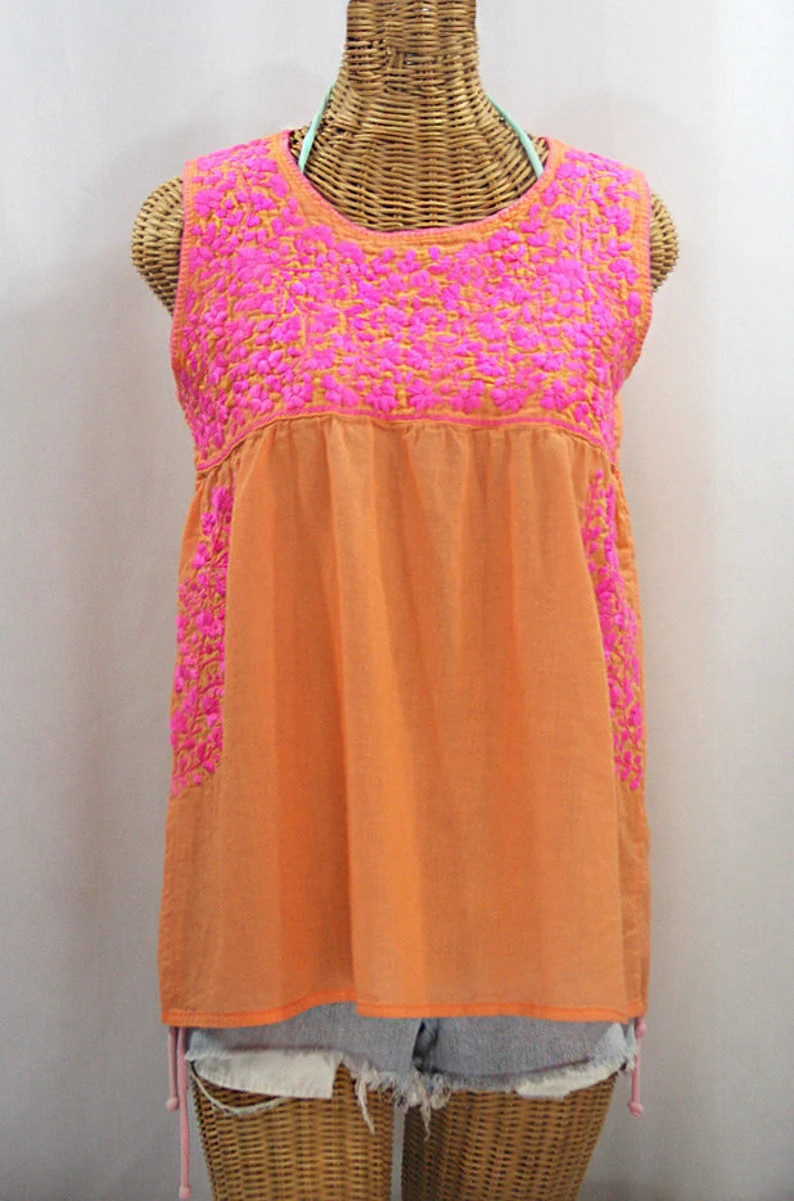 Mexican Peasant Top Blouse Sleeveless Hand Embroidered: | Etsy | Etsy (US)