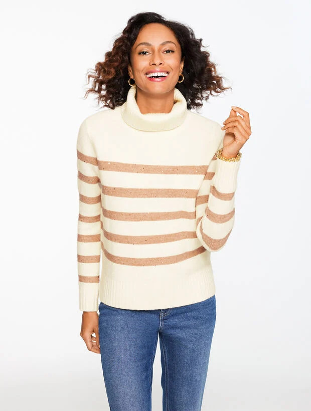 Turtleneck Sweater - Sequin Stripe | Talbots