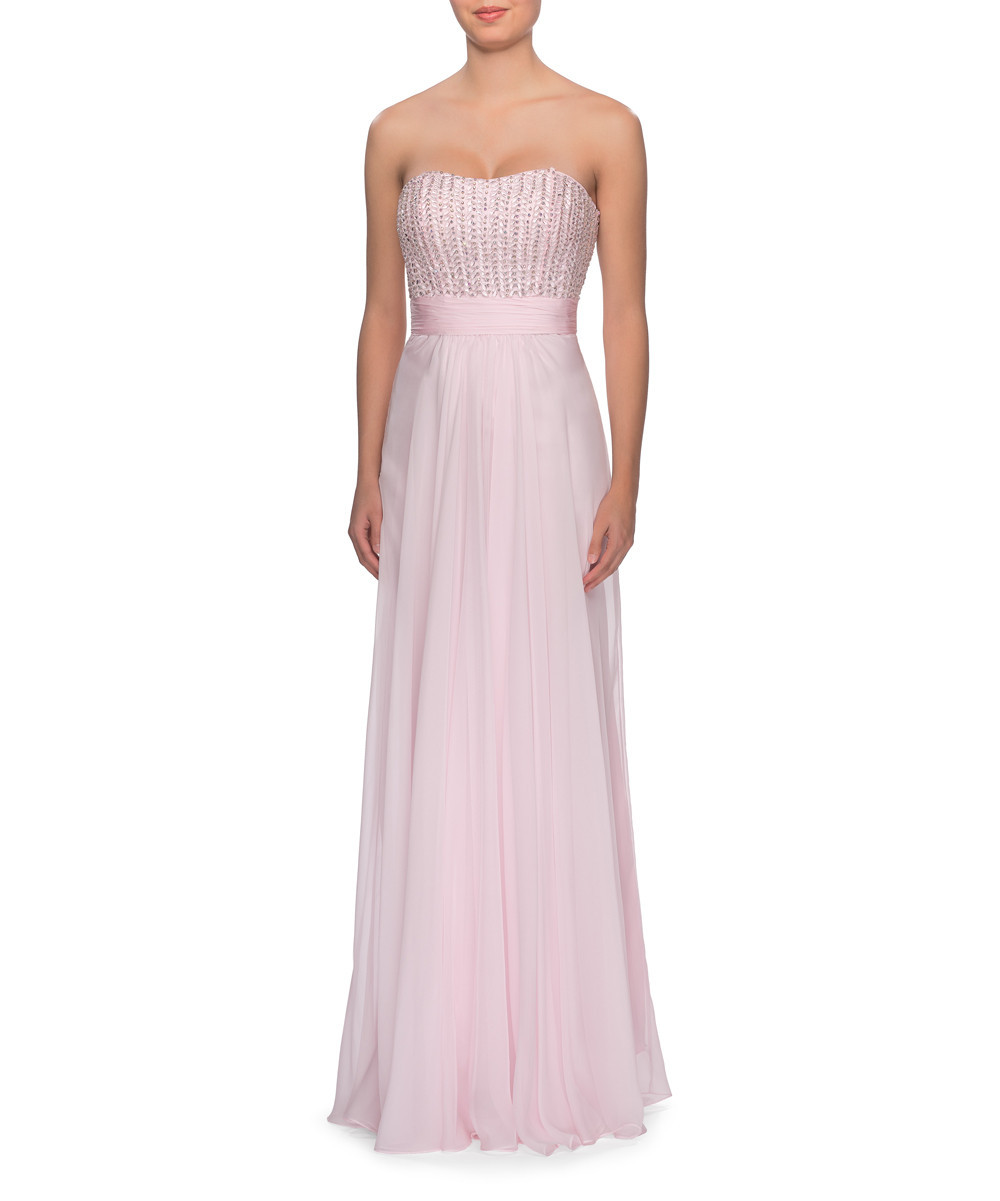 La Femme Fashion Women's Special Occasion Dresses Pale - Pale Pink Rhinestone-Bodice Chiffon Straple | Zulily