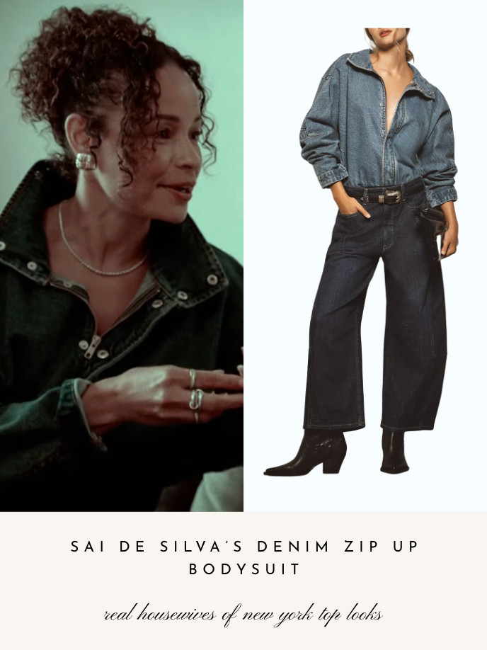  Sai De Silva's Denim Zip Up Bodysuit  

 