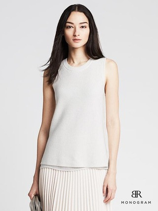 Banana Republic Womens Monogram Mixed Media Sweater Tank Size XL - White | Banana Republic US