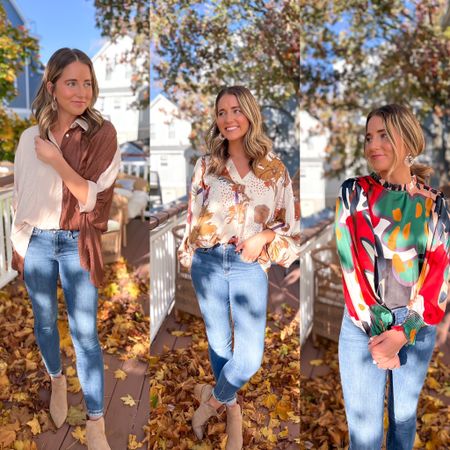 3 pretty tops for Fall 🥰 wearing size small in each 

#LTKunder50 #LTKsalealert #LTKunder100