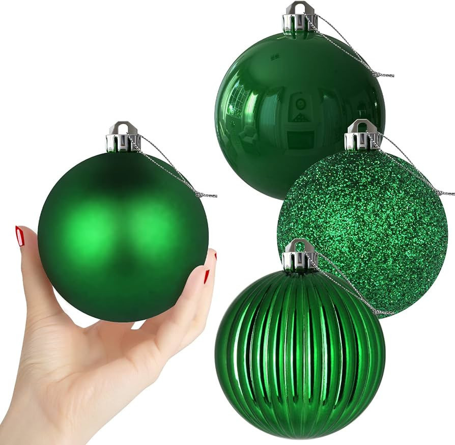 Emerald Green 4.0" Large Christmas Balls - Christmas Tree Decoration Ornaments Shatterproof Hangi... | Amazon (US)