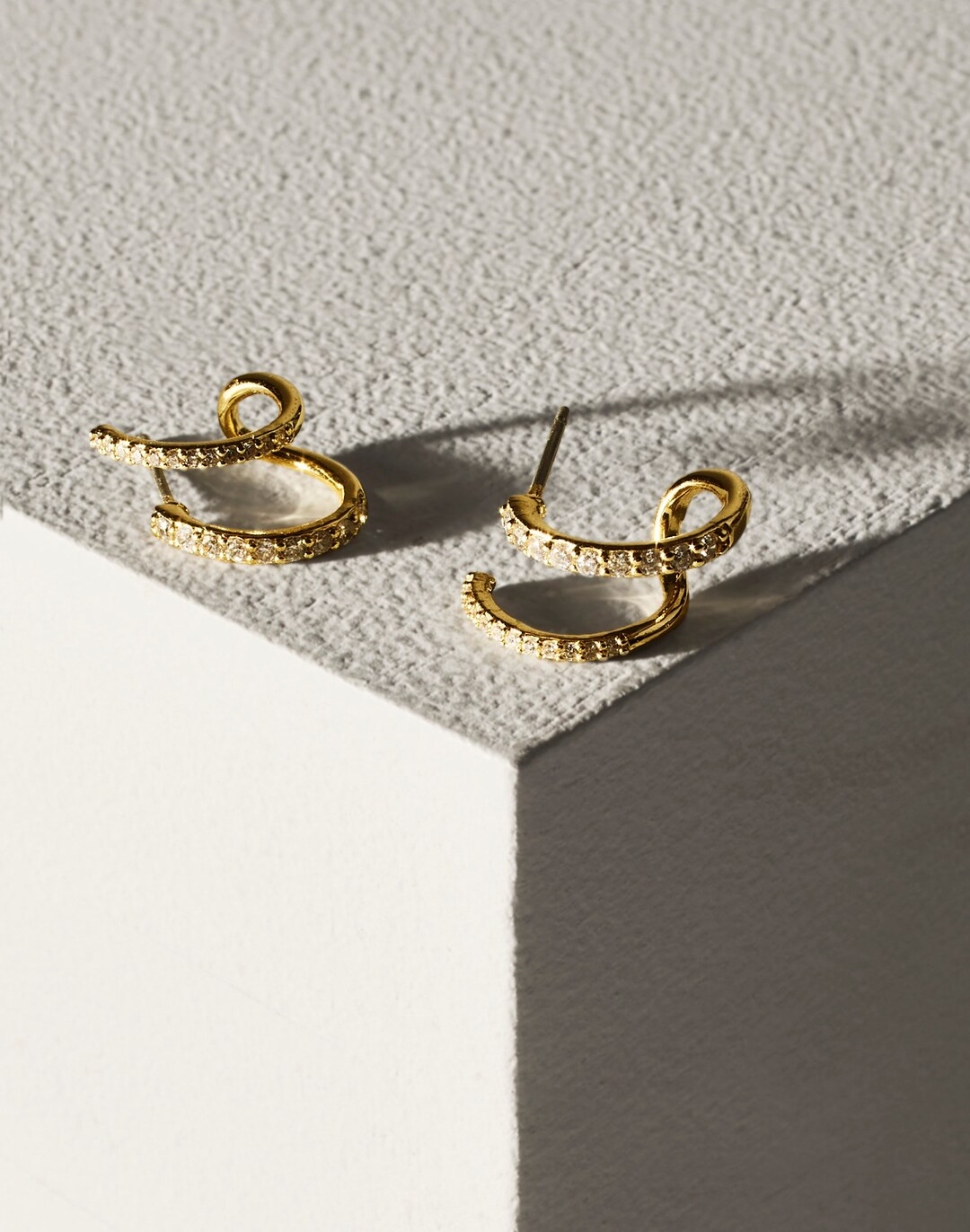 Demi-Fine Pav&eacute; Double Hoop Earrings | Madewell