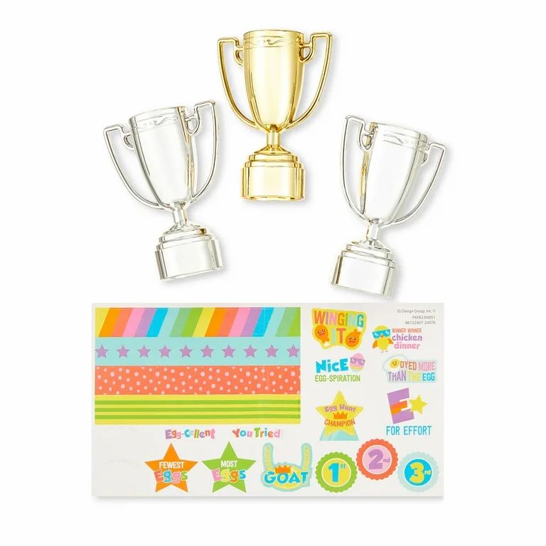Dudley's Easter Egg Trophy Kit, Sticker, Egg Hunt, Easter Fun, Celebration, Plastic, Gold, 3 Coun... | Walmart (US)