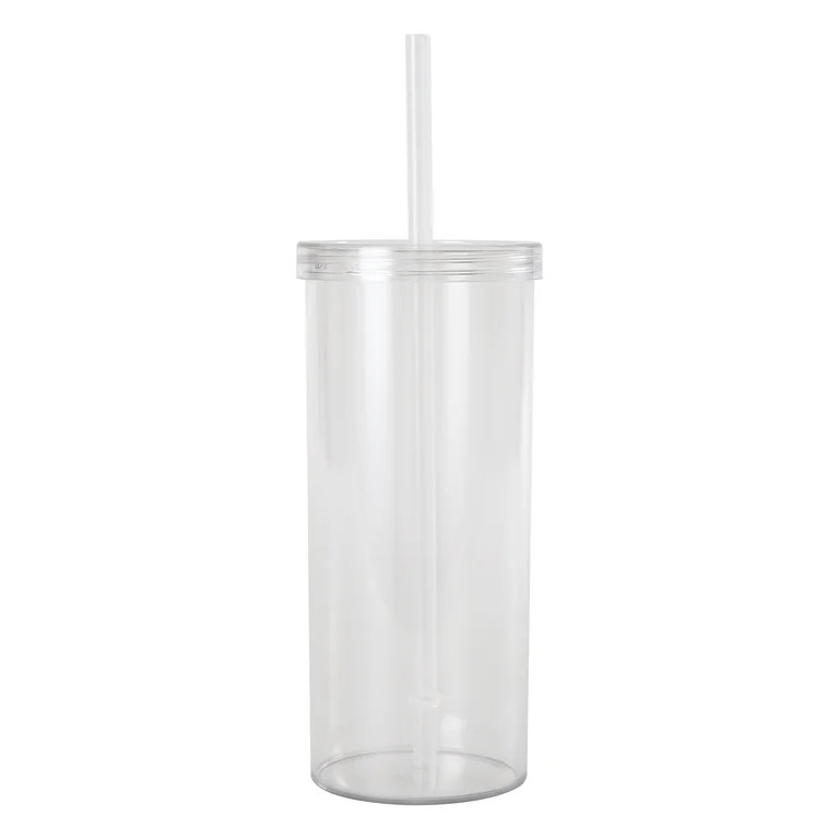 20-ounce Clear Plastic Tumbler with Screw Top Lid and Straw, by Mainstays | Walmart (US)