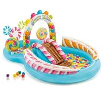 Intex Kids Inflatable Candy Zone Swim Play Center Kids Splash Pool w/ Waterslide | Walmart (US)