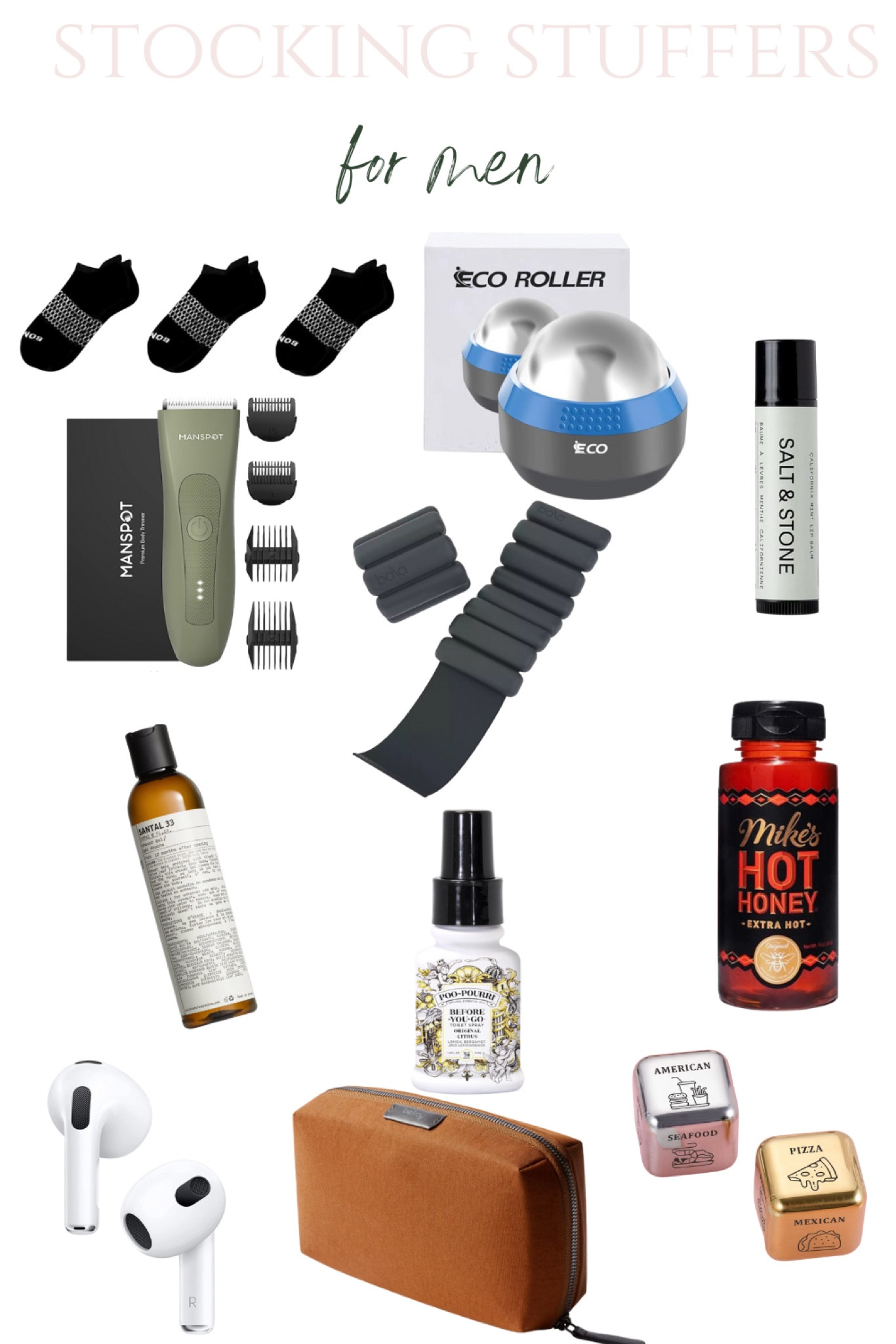 Stocking stuffers for men, mikes hot honey, bombs, poopourri, body wash, razor, cry roller,  chapstick 

#LTKHoliday #LTKGiftGuide #LTKSeasonal