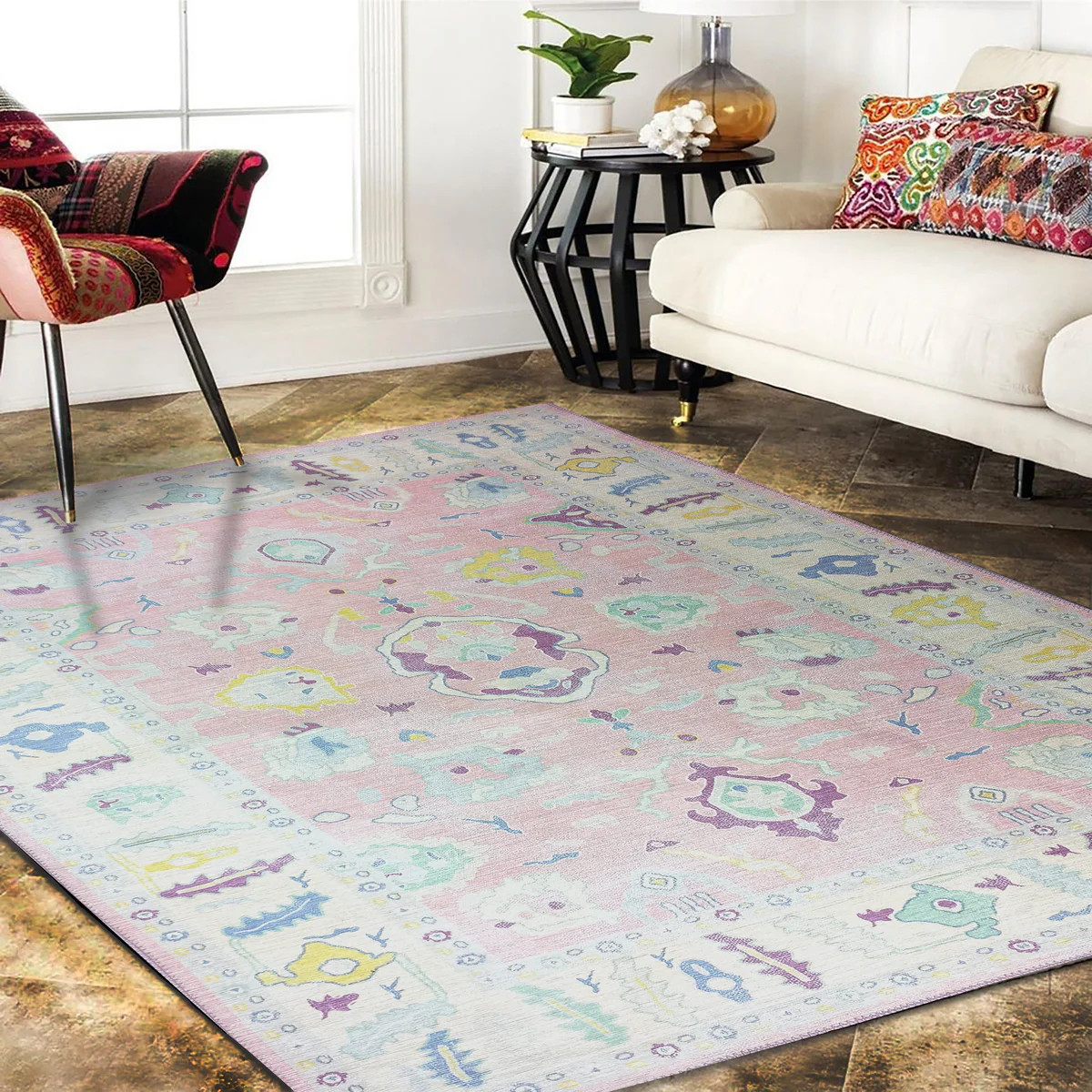 Alice Pale Pink Modern Oushak Rug | Fame Rugs