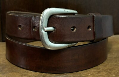 VTG AEO Brown Solid Leather Belt Sz 36-37 1-5/16”Wide Stainless Bkl VGUC  | eBay | eBay US