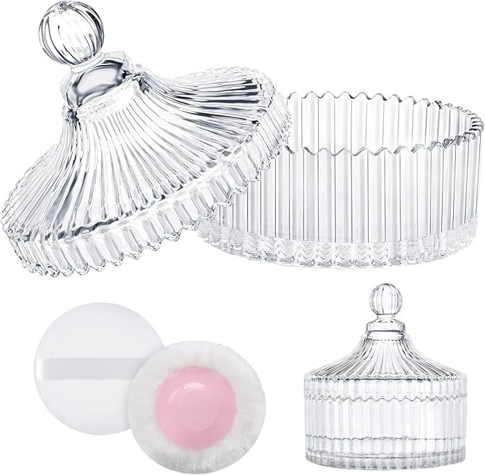 LAKIRA Large Body Powder Puff and Container, 2 Large Powder Puffs, Crystal Powder Container with ... | Amazon (US)