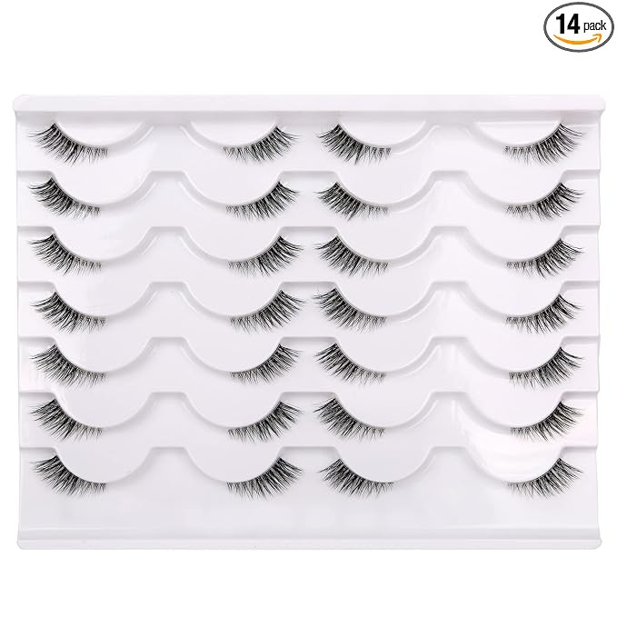 Half False Eyelashes with Clear Band Wispy Cat Eye Look Natural Short Small 3/4 Accent Lashes Fau... | Amazon (US)