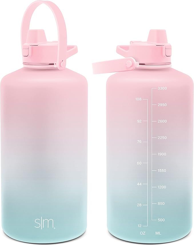 Simple Modern 1 Gallon 128 oz Water Bottle with Push Button Silicone Straw Lid & Motivational Mea... | Amazon (US)
