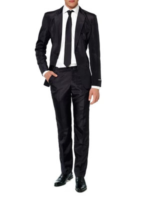 Suitmeister Men's Solid Black 2 Piece Suit + Tie | Belk