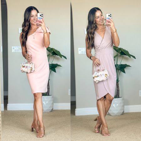 💥50% off the one shoulder bow dress code 506UZ7C6 ends 7/29 at midnight. 5% off the V-neck dress with clickable coupon  Petite friendly special occasion dresses from Amazon size small. perfect for Wedding guest dress, baby shower, bridal shower. My favorite strapless bra, nip covers, the cutest flower clutch, clear two strap heels TTS

#LTKwedding #LTKsalealert #LTKunder50