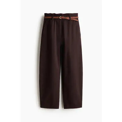 H&M Belted Barrel Trousers in Beige at Nordstrom, Size 8 | Nordstrom