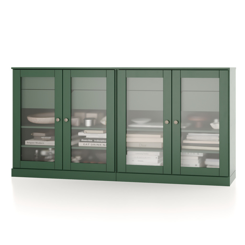 Solid Wood 64" Sideboard With Frosted Glass Doors And 4-Drawers In Green | 1stopbedrooms
