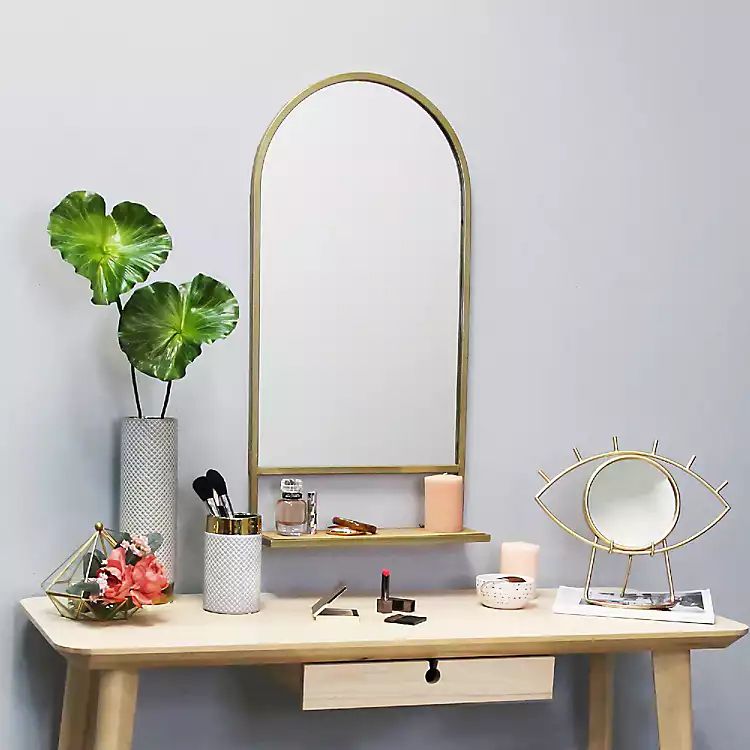 Gold Metal Arch Wall Shelf with Collapsible Shelf | Kirkland's Home