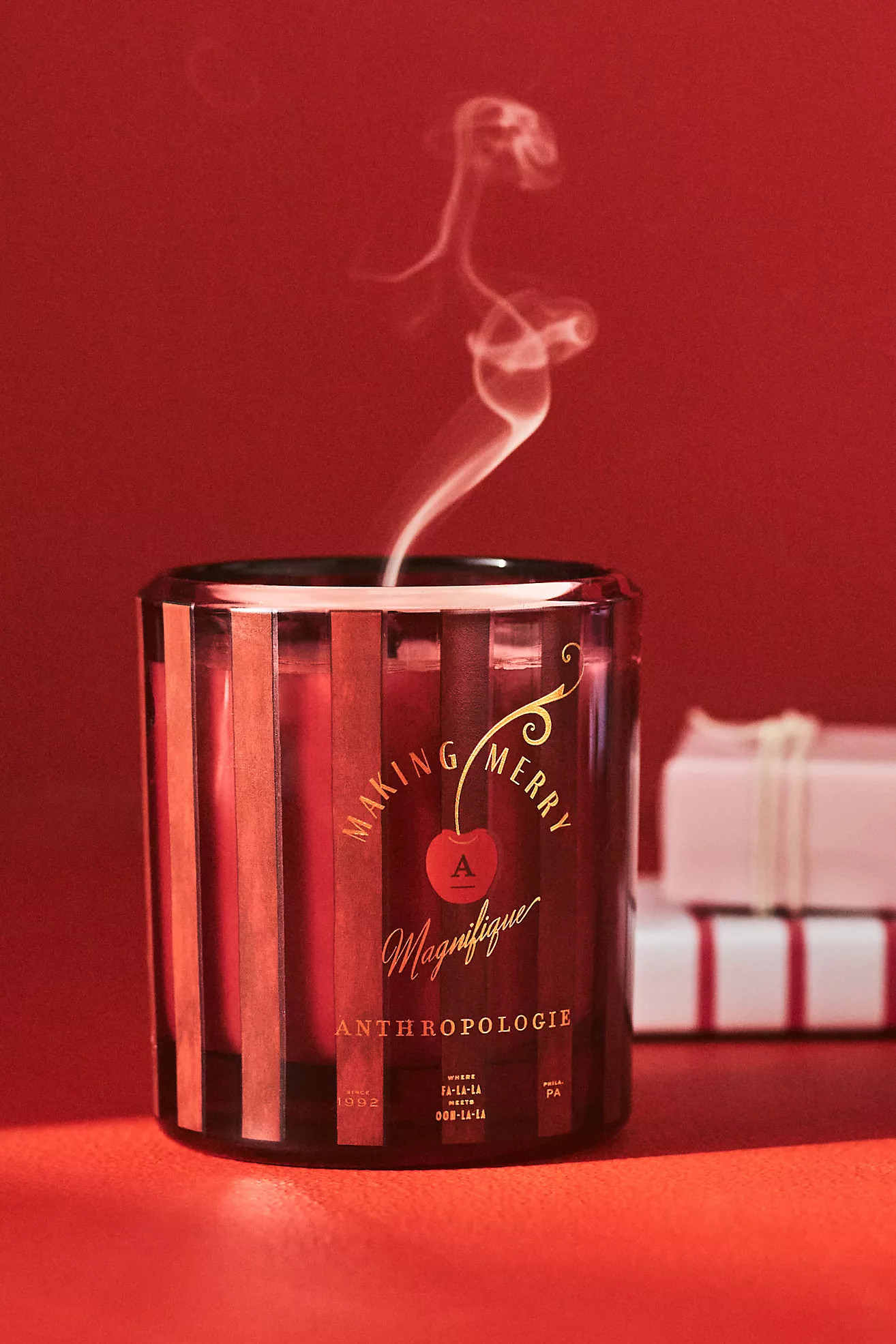 Anthropologie Holiday Spice Amber Cherry Glass Candle | Anthropologie (US)