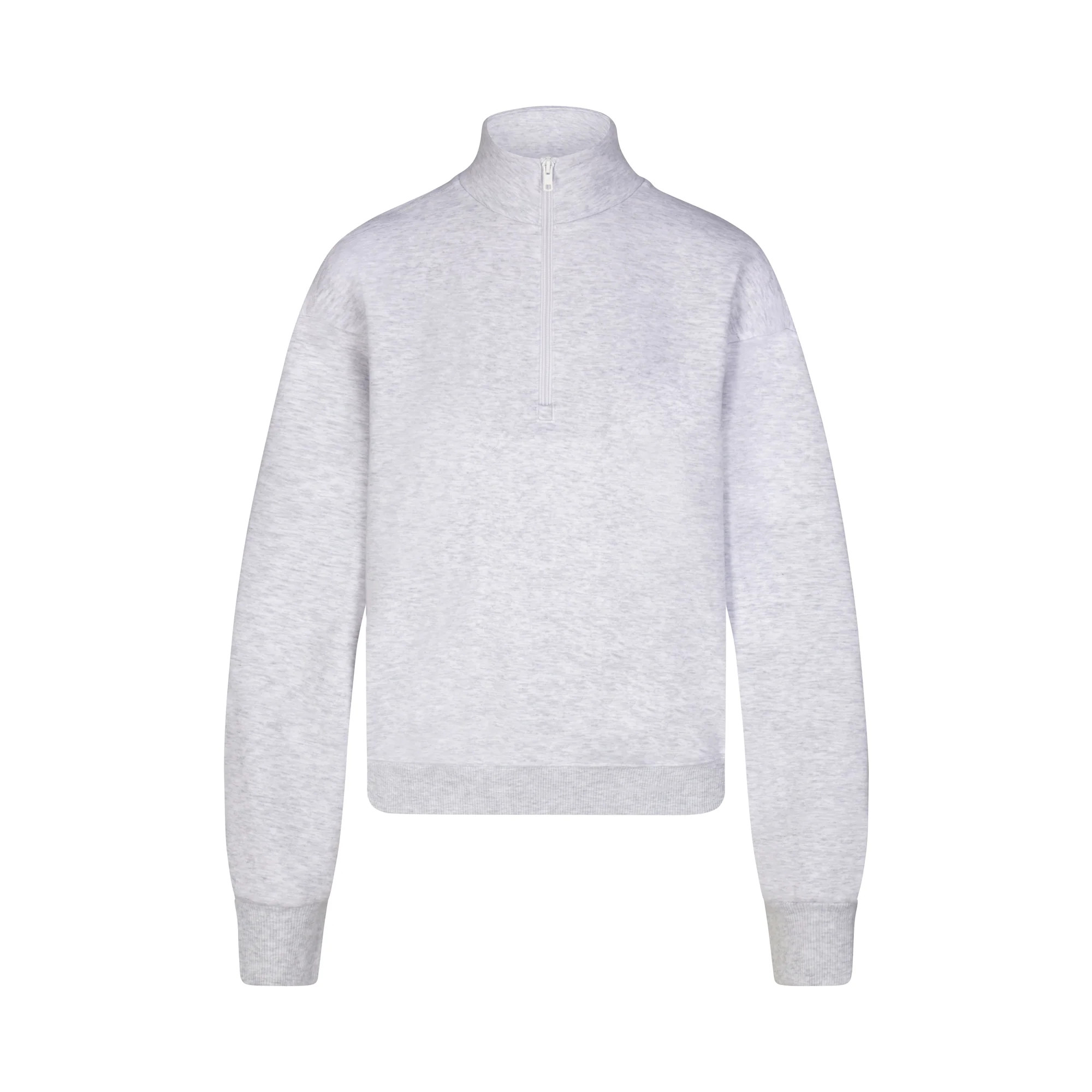 COTTON FLEECE CLASSIC QUARTER ZIP PULLOVER | LIGHT HEATHER GREY | SKIMS (US)
