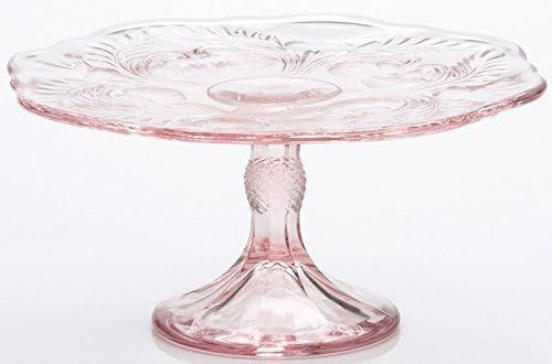 Cake Plate - Inverted Thistle - Mosser Glass - USA - Large (Rose Pink) | Amazon (US)