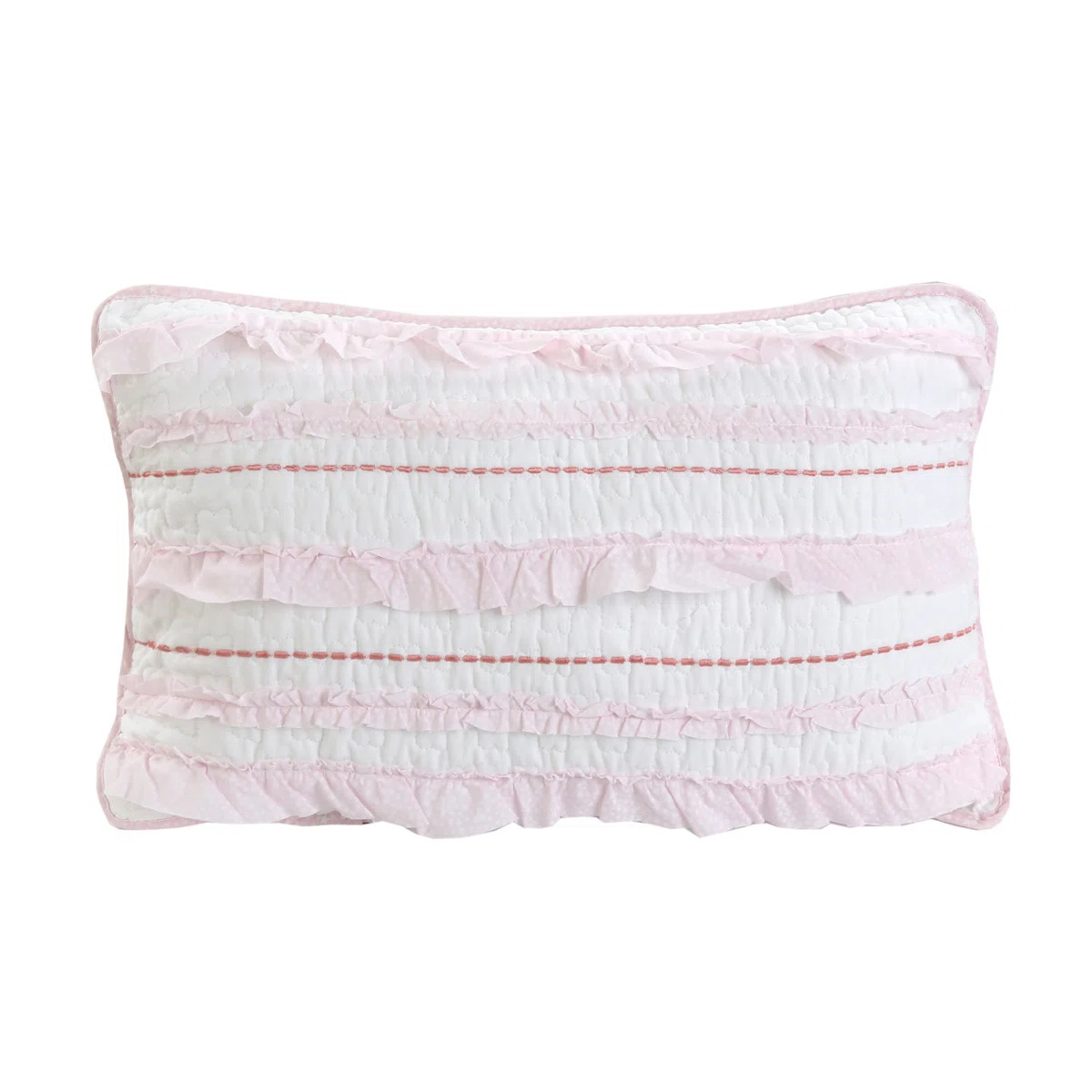 Cozy Line Home Fashion  Pretty In Pink Girly Ruffle Star Stripped Embroidered  Pink White Cotton ... | Wayfair North America