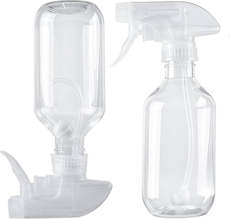 2 Pack 360° Spray Bottles, 10 oz Plastic Small Containers with Adjustable Spray Nozzles, Spray B... | Amazon (US)