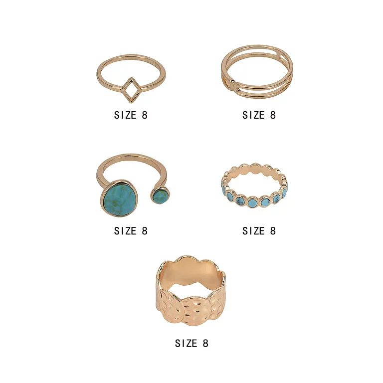 The Pioneer Woman - Women's Jewelry, Gold-tone Semi-precious and Textured Metal Ring Set | Walmart (US)