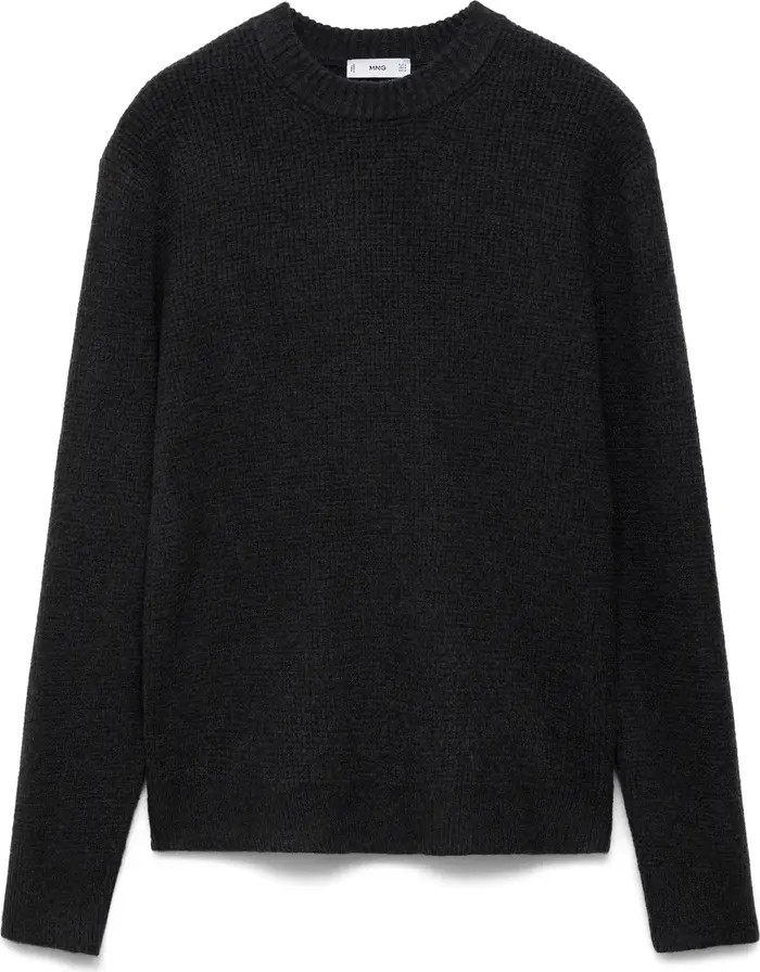 MANGO Waffle Texture Crewneck Sweater | Nordstrom | Nordstrom