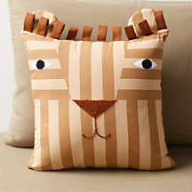 Lion Face Striped Embroidered Kids Throw Pillow + Reviews | Crate & Kids | Crate & Barrel