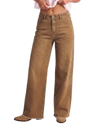 luvamia Womens Jeans High Waisted Womans Jeans Golden Brown Size X-Large | Amazon (US)