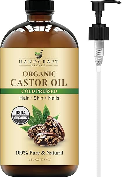 Handcraft Blends Cold-Pressed Organic Castor Oil 16 Fl Oz | Glass Bottle | 100% Pure and Natural ... | Amazon (US)