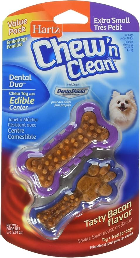 Hartz Chew'n Clean Dental Duo Dog Treat & Chew, Extra Small | Amazon (US)