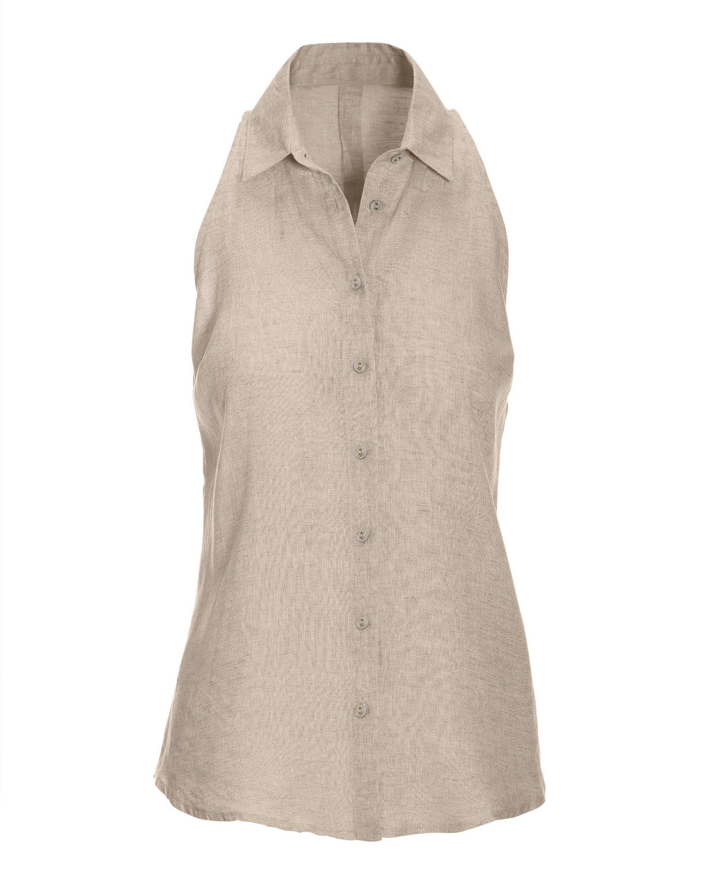 Linen Sleeveless Button-Front Shirt - White | Boston Proper | Boston Proper