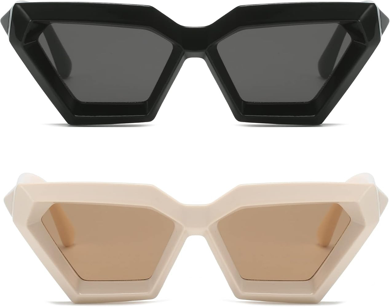 Thick Frame Cat Eye Sunglasses for Women Vintage Trendy Cateye Sun Glasses Retro Style Shades | Amazon (US)